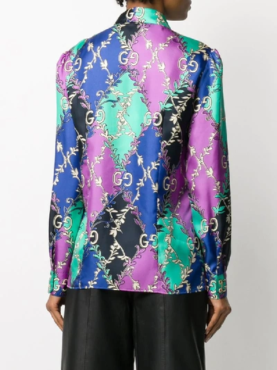 Shop Gucci Gg Diamond Print Blouse In Purple