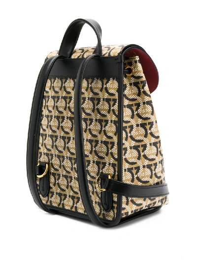 Shop Ferragamo Interlocking Gancini Print Backpack In Neutrals