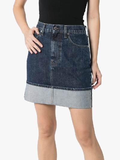 Shop Helmut Lang Femme Stonewash Mini Denim Skirt In Blue