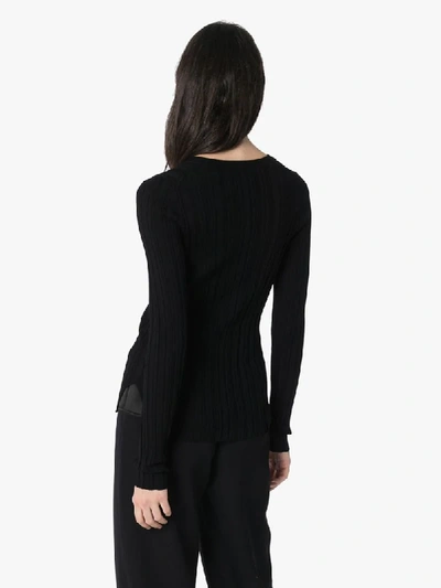 Shop Helmut Lang Ribbed Merino Wool Jumper In Black