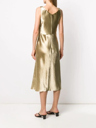 Shop Vince Metallic Fluster Midi Dress In Gold