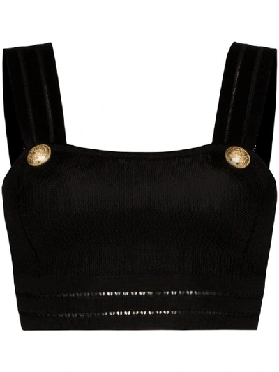 Shop Balmain Stricktop Mit Knöpfen In Black