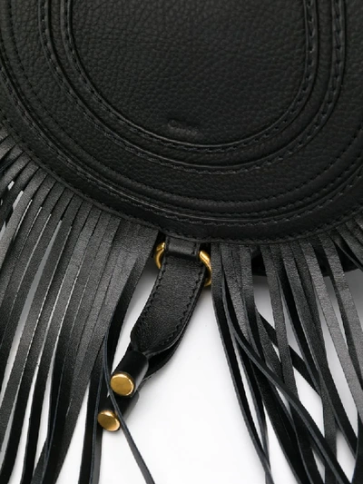 Shop Chloé Mini Marcie Fringed Crossbody Bag In Black