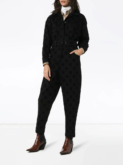 Shop Fendi 'karligraphy' Jumpsuit Mit Logo In Black