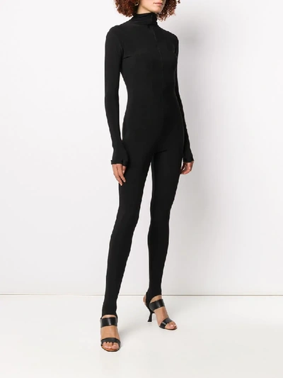 Shop Atu Body Couture Front Zipped Jumpsuit In Black