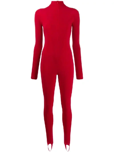 Shop Atu Body Couture Front Zipped Jumpsuit In Red