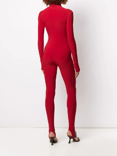Shop Atu Body Couture Front Zipped Jumpsuit In Red