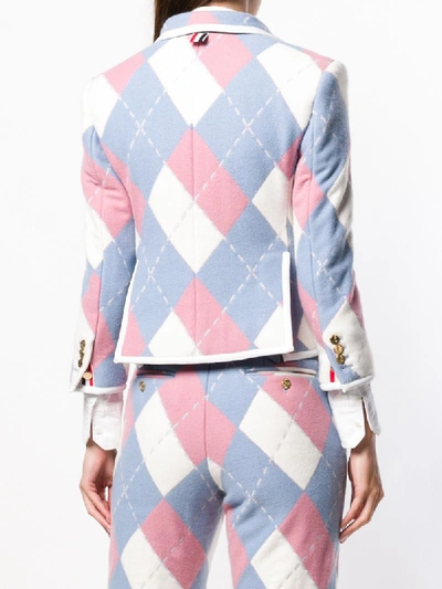 Shop Thom Browne Large Argyle Wool Sport Coat In Blue