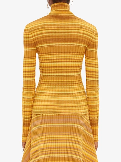 Shop Jw Anderson Neckbang Ribbed Striped Jumper In Yellow