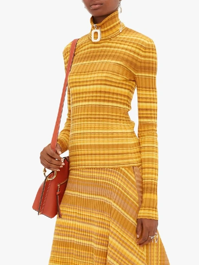 Shop Jw Anderson Neckbang Ribbed Striped Jumper In Yellow