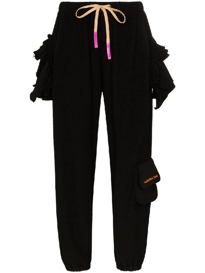 Shop Natasha Zinko Ruffled Track Pants In Black