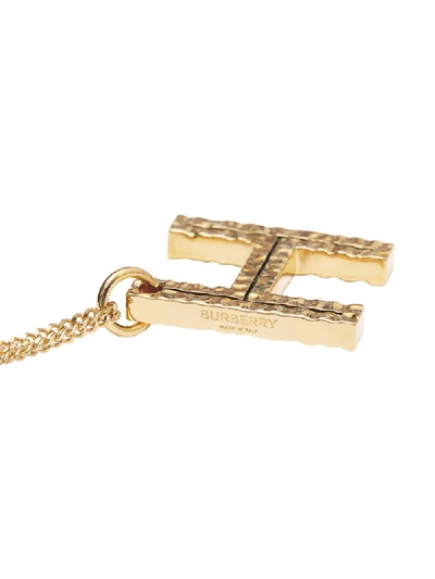 Shop Burberry H Charm Necklace In Gold