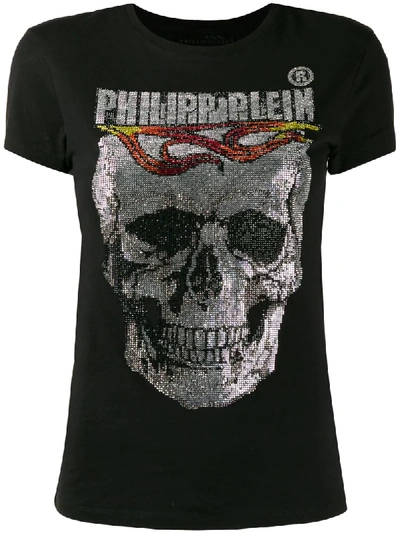 Shop Philipp Plein Flame Printed T-shirt In Black