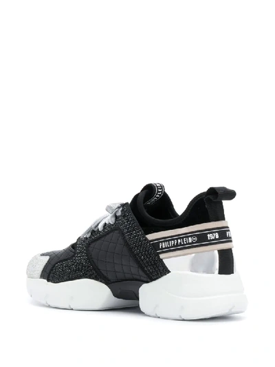 Shop Philipp Plein Crystal Embellished Running Sneakers In Black