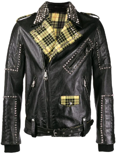 Shop Philipp Plein Studded Biker Jacket In Black