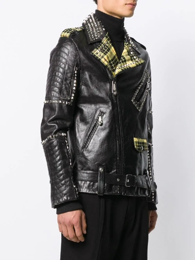 Shop Philipp Plein Studded Biker Jacket In Black