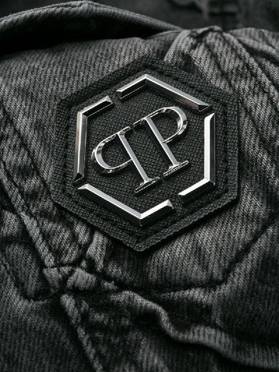 Shop Philipp Plein Statement Denim Jacket In Grey