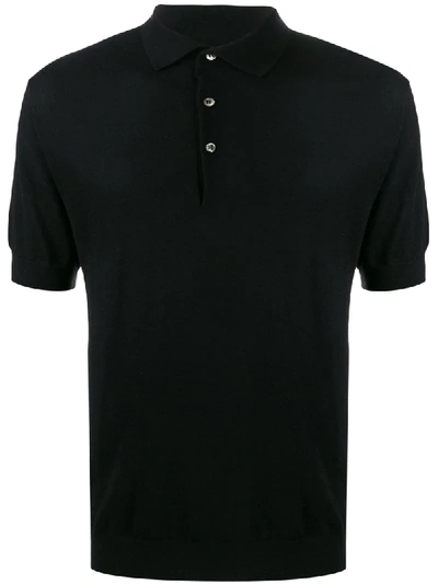Shop N•peal Fine Gauge Polo Shirt In Black