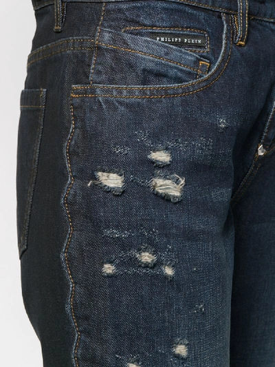 Shop Philipp Plein Distressed Boyfriend Jeans In Blue