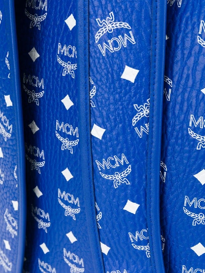 Shop Mcm All-over Logo Print Backpack In Blue