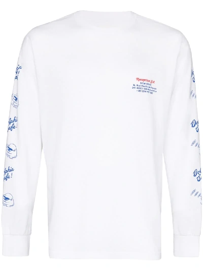 Shop Reception Dom Peixe Matosinhos Long Sleeve Cotton T-shirt In White