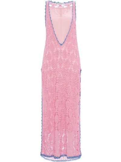 Shop Jw Anderson Crocheted Shift Dress In Pink