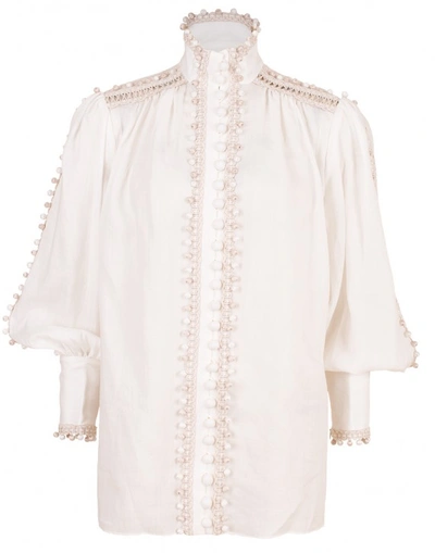 Shop Zimmermann Super Eight Corded Blouse In Ivory