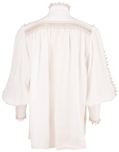 Shop Zimmermann Super Eight Corded Blouse In Ivory