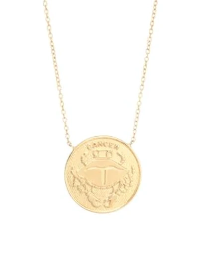 Shop Jennifer Zeuner Jewelry Women's Sylas 14k Gold Vermeil Cancer Medallion Necklace In Yellow Goldtone