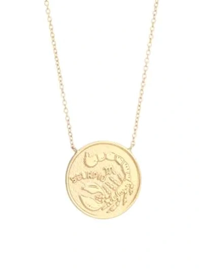 Shop Jennifer Zeuner Jewelry Women's Sylas 14k Gold Vermeil Scorpio Medallion Necklace In Yellow Goldtone