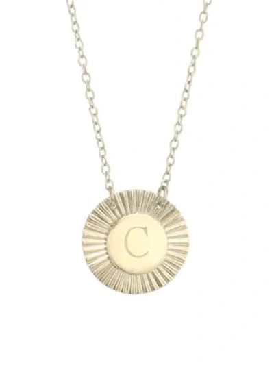 Shop Jennifer Zeuner Jewelry Women's Iris Rudy 14k Gold Vermeil Engraved Initial Pendant Necklace In Initial C