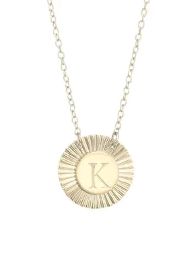 Shop Jennifer Zeuner Jewelry Iris Rudy 14k Gold Vermeil Engraved Initial Pendant Necklace In Initial K