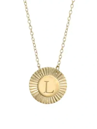 Shop Jennifer Zeuner Jewelry Women's Iris Rudy 14k Gold Vermeil Engraved Initial Pendant Necklace In Initial L