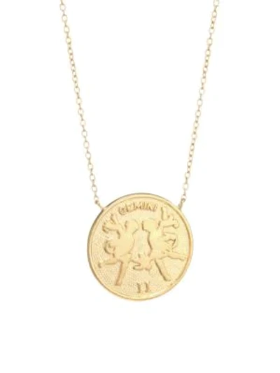 Shop Jennifer Zeuner Jewelry Women's Sylas 14k Gold Vermeil Gemini Medallion Necklace In Yellow Goldtone