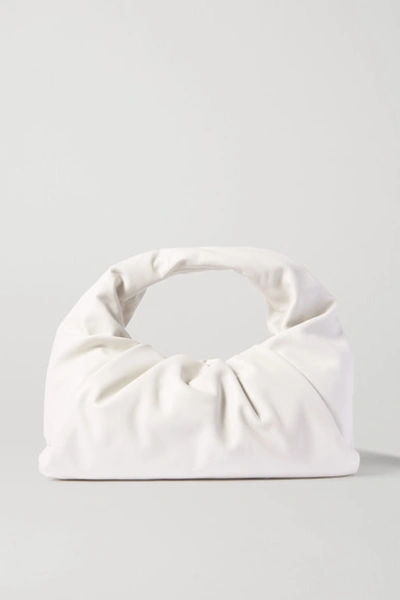 Shop Bottega Veneta The Shoulder Pouch Gathered Leather Bag In White