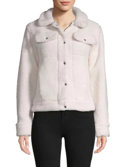 Shop C&c California Long-sleeve Faux Fur Jacket In Cream