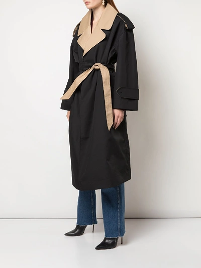 Shop Ganni Cotton Coat In Black