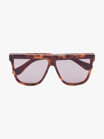 Shop Gucci Brown Straight Temple Tortoiseshell Sunglasses