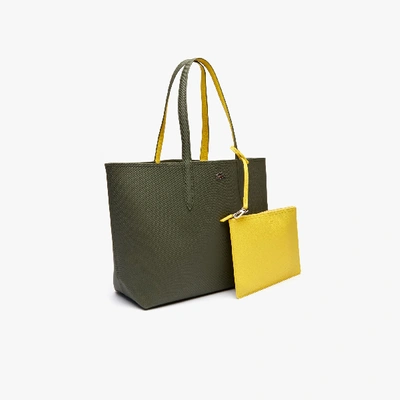 Shop Lacoste Women's Anna Reversible Tote Bag In Forest Night Bamboo