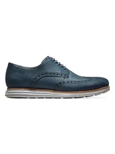 Shop Cole Haan Original Grand Shortwing Leather Shoes In Blue