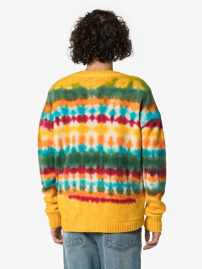 Shop The Elder Statesman Wild Card Tie-dye Cashmere Sweater In Yellow