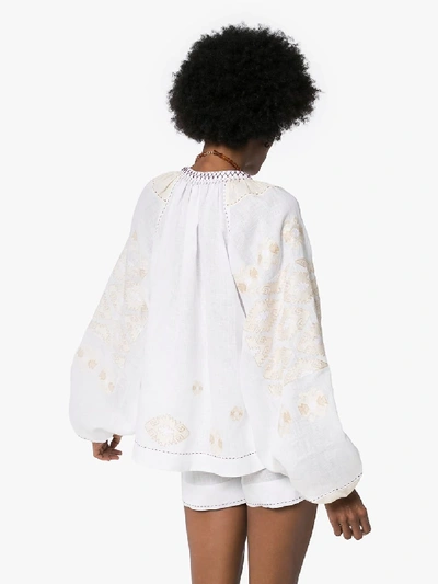 Shop Vita Kin Bodrum Embroidered Linen Top In White