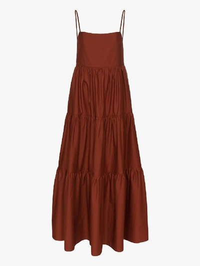 Shop Matteau Square Neck Tiered Maxi Dress In Brown