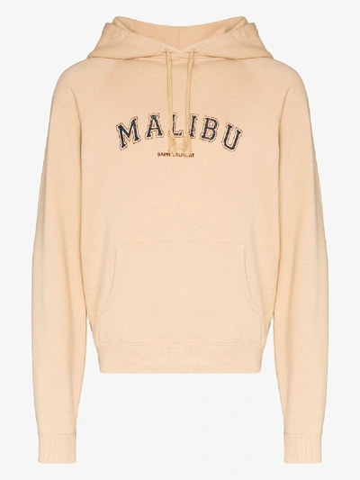 Shop Saint Laurent Malibu Logo Hoodie In Brown