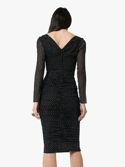 Shop Dolce & Gabbana Polka Dot Chiffon Midi Dress In Black