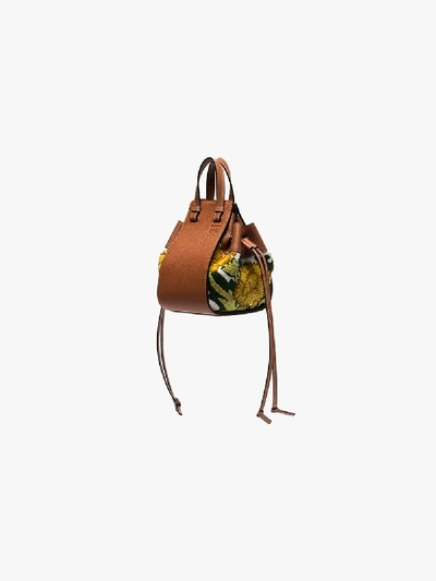 Shop Loewe Multicoloured Hammock Embroidered Leather Mini Bag In Brown