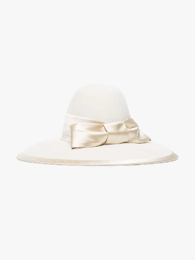Shop Gucci White Bow Trim Hat