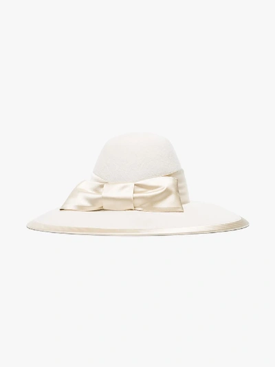 Shop Gucci White Bow Trim Hat