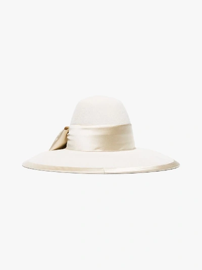 Shop Gucci White Bow Trim Hat