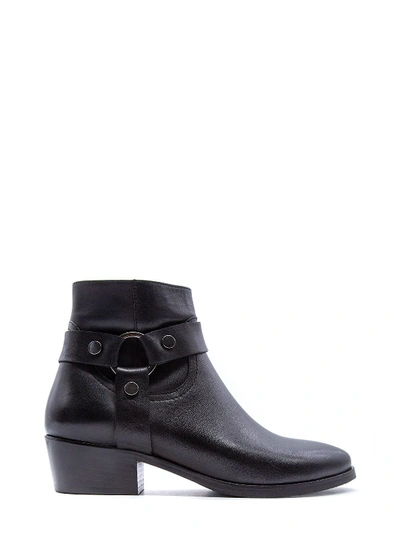 Shop Albano Black Leather Ankle Boots